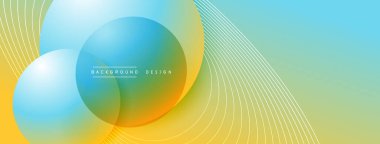 Gölgeli gradyan daireler. Vektör tekno soyut arka plan. Modern üstüste bindirme formları duvar kağıdı arkaplanı, tasarım şablonu