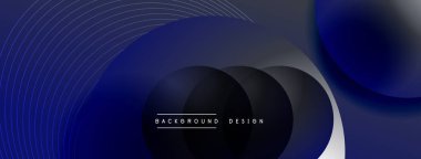 Gölgeli gradyan daireler. Vektör tekno soyut arka plan. Modern üstüste bindirme formları duvar kağıdı arkaplanı, tasarım şablonu