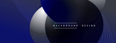 Gölgeli gradyan daireler. Vektör tekno soyut arka plan. Modern üstüste bindirme formları duvar kağıdı arkaplanı, tasarım şablonu