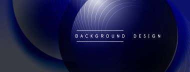 Gölgeli gradyan daireler. Vektör tekno soyut arka plan. Modern üstüste bindirme formları duvar kağıdı arkaplanı, tasarım şablonu