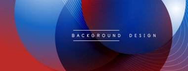 Gölgeli gradyan daireler. Vektör tekno soyut arka plan. Modern üstüste bindirme formları duvar kağıdı arkaplanı, tasarım şablonu