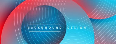 Gölgeli gradyan daireler. Vektör tekno soyut arka plan. Modern üstüste bindirme formları duvar kağıdı arkaplanı, tasarım şablonu