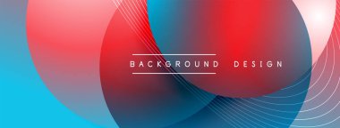 Gölgeli gradyan daireler. Vektör tekno soyut arka plan. Modern üstüste bindirme formları duvar kağıdı arkaplanı, tasarım şablonu