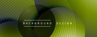 Gölgeli gradyan daireler. Vektör tekno soyut arka plan. Modern üstüste bindirme formları duvar kağıdı arkaplanı, tasarım şablonu