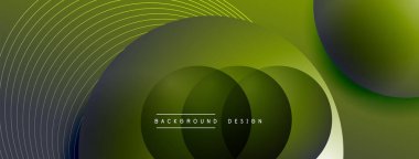 Gölgeli gradyan daireler. Vektör tekno soyut arka plan. Modern üstüste bindirme formları duvar kağıdı arkaplanı, tasarım şablonu