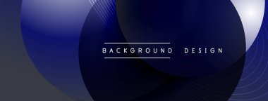 Gölgeli gradyan daireler. Vektör tekno soyut arka plan. Modern üstüste bindirme formları duvar kağıdı arkaplanı, tasarım şablonu