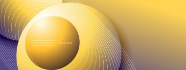 Gölgeli gradyan daireler. Vektör tekno soyut arka plan. Modern üstüste bindirme formları duvar kağıdı arkaplanı, tasarım şablonu