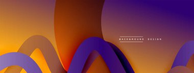 Gölge efektli dalga çizgisi olan soyut gradyan arkaplan. Geometrik bileşim. 3B gölge efektleri ve sıvı eğimleri