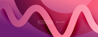 Gölge efektli dalga çizgisi olan soyut gradyan arkaplan. Geometrik bileşim. 3B gölge efektleri ve sıvı eğimleri