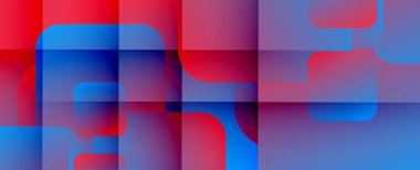 Kare şekiller geometrik soyut arkaplan. Üç boyutlu gölge efektleri ve sıvı eğimleri. Modern çakışma biçimleri