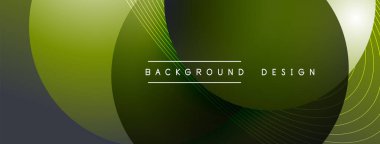 Gölgeli gradyan daireler. Vektör tekno soyut arka plan. Modern üstüste bindirme formları duvar kağıdı arkaplanı, tasarım şablonu