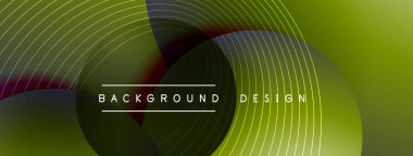 Gölgeli gradyan daireler. Vektör tekno soyut arka plan. Modern üstüste bindirme formları duvar kağıdı arkaplanı, tasarım şablonu