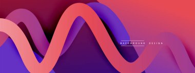 Gölge efektli dalga çizgisi olan soyut gradyan arkaplan. Geometrik bileşim. 3B gölge efektleri ve sıvı eğimleri