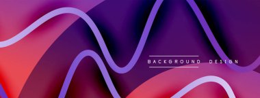 Gölge efektli dalga çizgisi olan soyut gradyan arkaplan. Geometrik bileşim. 3B gölge efektleri ve sıvı eğimleri