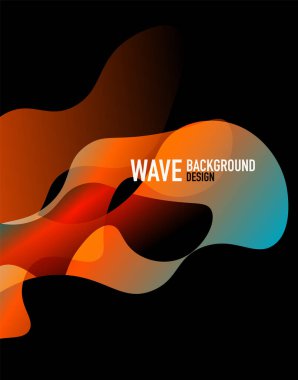 Dikey akışkan eğimli dalga soyut arkaplanı. Karanlıkta parlak renk dalgaları. Duvar Kağıdı, Sancak, Arkaplan, İniş Sayfası için Vektör İllüstrasyonu