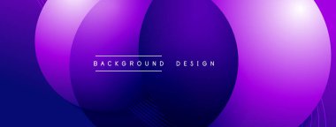 Gölgeli gradyan daireler. Vektör tekno soyut arka plan. Modern üstüste bindirme formları duvar kağıdı arkaplanı, tasarım şablonu