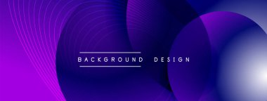 Gölgeli gradyan daireler. Vektör tekno soyut arka plan. Modern üstüste bindirme formları duvar kağıdı arkaplanı, tasarım şablonu