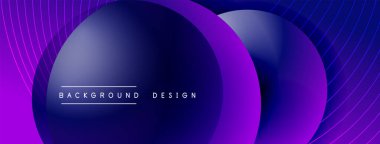 Gölgeli gradyan daireler. Vektör tekno soyut arka plan. Modern üstüste bindirme formları duvar kağıdı arkaplanı, tasarım şablonu