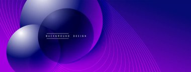 Gölgeli gradyan daireler. Vektör tekno soyut arka plan. Modern üstüste bindirme formları duvar kağıdı arkaplanı, tasarım şablonu