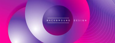 Gölgeli gradyan daireler. Vektör tekno soyut arka plan. Modern üstüste bindirme formları duvar kağıdı arkaplanı, tasarım şablonu