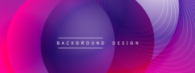 Gölgeli gradyan daireler. Vektör tekno soyut arka plan. Modern üstüste bindirme formları duvar kağıdı arkaplanı, tasarım şablonu