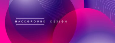 Gölgeli gradyan daireler. Vektör tekno soyut arka plan. Modern üstüste bindirme formları duvar kağıdı arkaplanı, tasarım şablonu