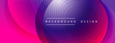 Gölgeli gradyan daireler. Vektör tekno soyut arka plan. Modern üstüste bindirme formları duvar kağıdı arkaplanı, tasarım şablonu