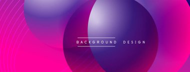 Gölgeli gradyan daireler. Vektör tekno soyut arka plan. Modern üstüste bindirme formları duvar kağıdı arkaplanı, tasarım şablonu