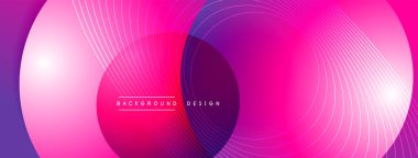 Gölgeli gradyan daireler. Vektör tekno soyut arka plan. Modern üstüste bindirme formları duvar kağıdı arkaplanı, tasarım şablonu