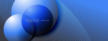 Gölgeli gradyan daireler. Vektör tekno soyut arka plan. Modern üstüste bindirme formları duvar kağıdı arkaplanı, tasarım şablonu