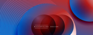 Gölgeli gradyan daireler. Vektör tekno soyut arka plan. Modern üstüste bindirme formları duvar kağıdı arkaplanı, tasarım şablonu