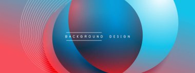 Gölgeli gradyan daireler. Vektör tekno soyut arka plan. Modern üstüste bindirme formları duvar kağıdı arkaplanı, tasarım şablonu