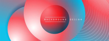 Gölgeli gradyan daireler. Vektör tekno soyut arka plan. Modern üstüste bindirme formları duvar kağıdı arkaplanı, tasarım şablonu