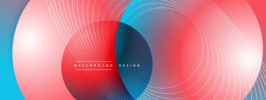 Gölgeli gradyan daireler. Vektör tekno soyut arka plan. Modern üstüste bindirme formları duvar kağıdı arkaplanı, tasarım şablonu