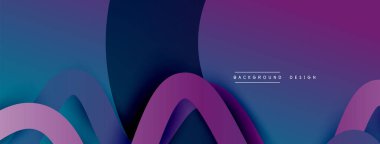 Gölge efektli dalga çizgisi olan soyut gradyan arkaplan. Geometrik bileşim. 3B gölge efektleri ve sıvı eğimleri