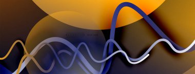 Gölge efektli dalga çizgisi olan soyut gradyan arkaplan. Geometrik bileşim. 3B gölge efektleri ve sıvı eğimleri