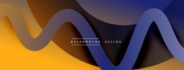 Gölge efektli dalga çizgisi olan soyut gradyan arkaplan. Geometrik bileşim. 3B gölge efektleri ve sıvı eğimleri