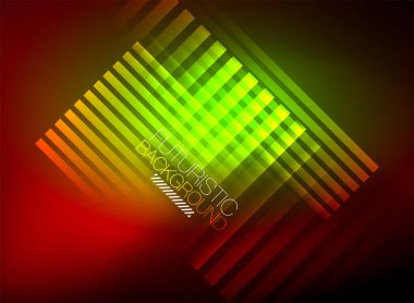 Parlak neon rengi tekno soyut arkaplan, koyu arkaplanda parlak neon çizgiler