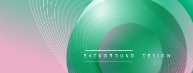 Gölgeli gradyan daireler. Vektör tekno soyut arka plan. Modern üstüste bindirme formları duvar kağıdı arkaplanı, tasarım şablonu