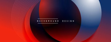 Gölgeli gradyan daireler. Vektör tekno soyut arka plan. Modern üstüste bindirme formları duvar kağıdı arkaplanı, tasarım şablonu