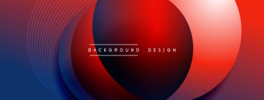 Gölgeli gradyan daireler. Vektör tekno soyut arka plan. Modern üstüste bindirme formları duvar kağıdı arkaplanı, tasarım şablonu