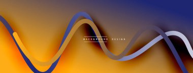 Gölge efektli dalga çizgisi olan soyut gradyan arkaplan. Geometrik bileşim. 3B gölge efektleri ve sıvı eğimleri