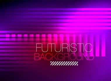 Parlak neon rengi tekno soyut arkaplan, koyu arkaplanda parlak neon çizgiler