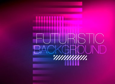 Parlak neon rengi tekno soyut arkaplan, koyu arkaplanda parlak neon çizgiler