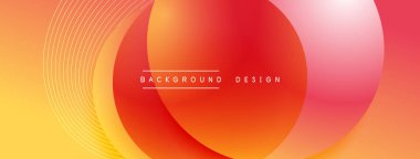 Gölgeli gradyan daireler. Vektör tekno soyut arka plan. Modern üstüste bindirme formları duvar kağıdı arkaplanı, tasarım şablonu