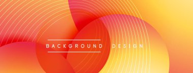 Gölgeli gradyan daireler. Vektör tekno soyut arka plan. Modern üstüste bindirme formları duvar kağıdı arkaplanı, tasarım şablonu