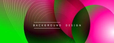 Gölgeli gradyan daireler. Vektör tekno soyut arka plan. Modern üstüste bindirme formları duvar kağıdı arkaplanı, tasarım şablonu