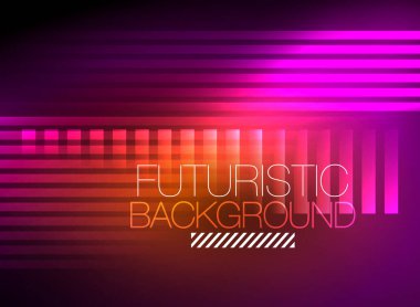 Parlak neon rengi tekno soyut arkaplan, koyu arkaplanda parlak neon çizgiler