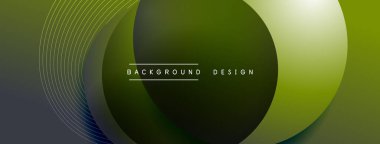 Gölgeli gradyan daireler. Vektör tekno soyut arka plan. Modern üstüste bindirme formları duvar kağıdı arkaplanı, tasarım şablonu