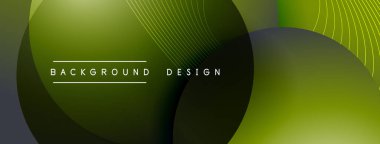 Gölgeli gradyan daireler. Vektör tekno soyut arka plan. Modern üstüste bindirme formları duvar kağıdı arkaplanı, tasarım şablonu